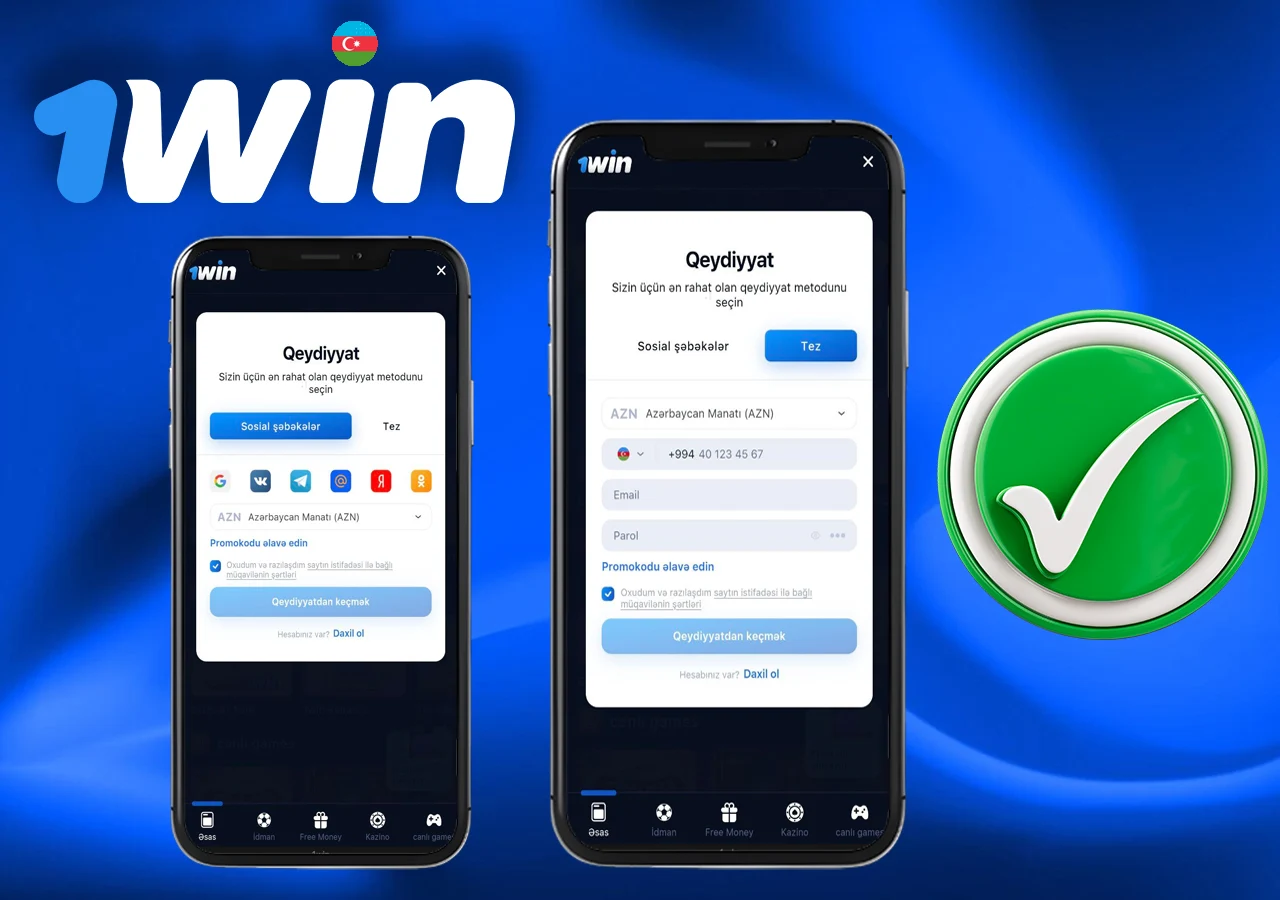 Mobil tətbiqdən istifadə edərək qeydiyyat üsulları